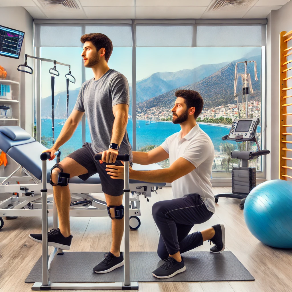 Nörolojik Rehabilitasyon Terapisi Antalya ve Alanya Modern bir klinikte nörolojik rehabilitasyon terapisi uygulayan fizyoterapist, Antalya veya Alanya.