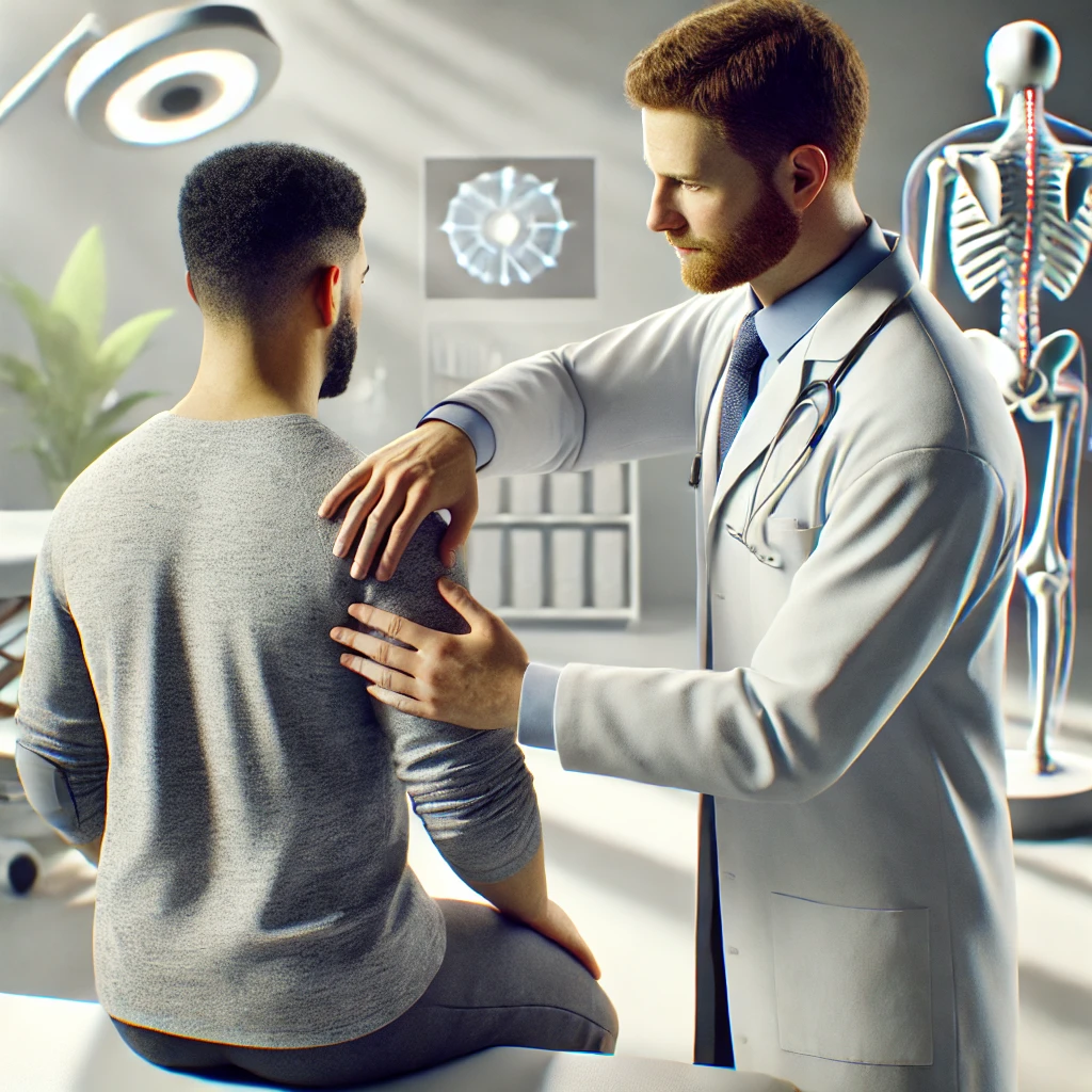 Posterior Omuz Sıkışma Sendromu için Rehabilitasyon Egzersizi Posterior omuz sıkışma sendromu için egzersiz yaptıran fizyoterapist